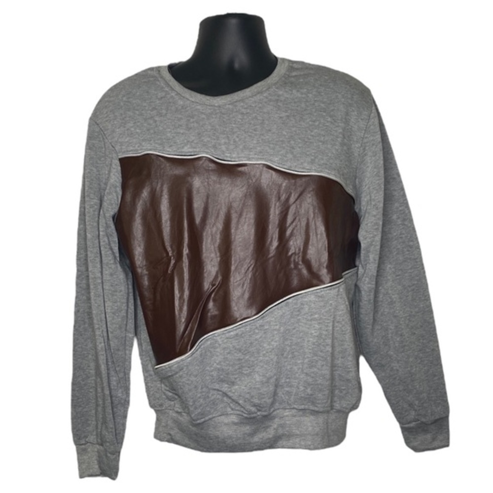 NWT D Free Two Tone Asymmetrical Zipper Sweater (Size:XXL, Color:Gray/Brown)